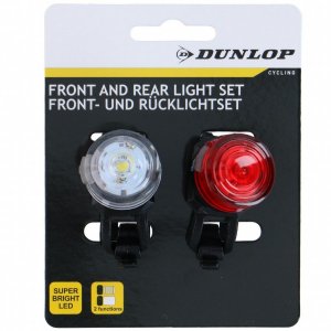 Dunlop ZESTAW SILIKONOWYCH LAMP ROWEROWYCH LED PRZÓD I TYŁ OKRĄGŁE BLACK DUNLOP 2