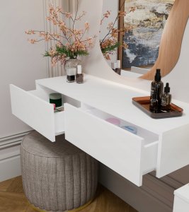Fabryka Mebli Akord Toaletka Kosmetyczna Wisząca MIKA 110 cm 2 Szuflady Do Sypialni BIAŁA 3