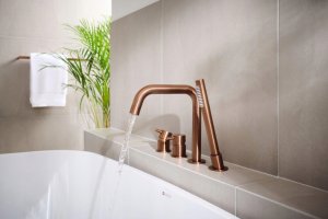Bateria wannowa KFA KFA bateria wannowa stojąca 4-otworowa Moza, brushed rose gold PVD 5035-210-34 2