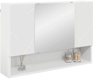 vidaXL Szafka z lustrem Biały 80 x 17 x 55 cm 3