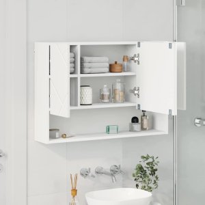 vidaXL Szafka z lustrem Biały 80 x 17 x 55 cm 4