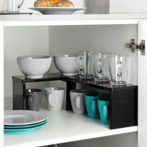 Vilde Półka kuchenna regulowana narożna podłużna czarna organizer 47x32x15.5cm VILDE 229207 2