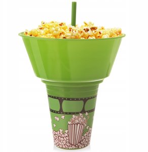 Lumarko Kubek ze słomką i miską na popcorn nachosy zielony 500ml ORION 121792 2