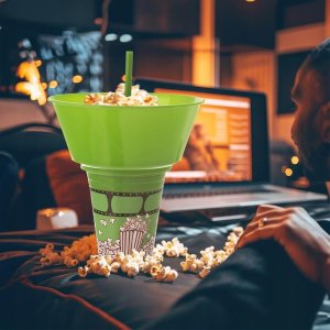Lumarko Kubek ze słomką i miską na popcorn nachosy zielony 500ml ORION 121792 3