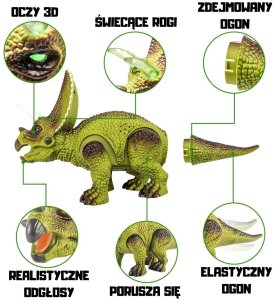 Woopie DINOZAUR ZDALNIE STEROWANY RC ROBOT TRICERATOPS DLA DZIECI KREATYWNY INTERAKTYWNY 11