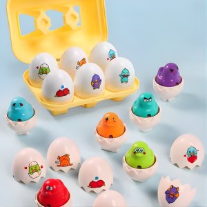 Woopie WOOPIE Układanka Sorter Montessori Dopasuj Kształty Zabawne Kurczaczki Jajka 6szt 15