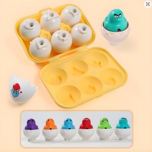 Woopie WOOPIE Układanka Sorter Montessori Dopasuj Kształty Zabawne Kurczaczki Jajka 6szt 5
