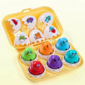Woopie WOOPIE Układanka Sorter Montessori Dopasuj Kształty Zabawne Kurczaczki Jajka 6szt 7