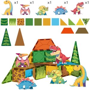 Woopie WOOPIE Magnetyczne Klocki Konstrukcyjne 7,5 cm Dino 30 el. 4