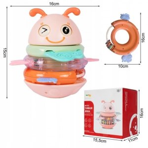 Woopie WOOPIE Baby Wańka Wstańka Zabawka Sensoryczna 2w1 Grzechotka Gryzak Różowa 8