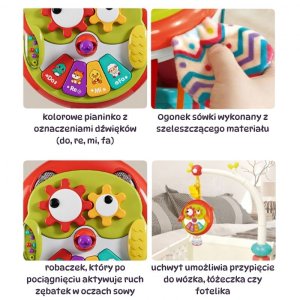 Woopie INTERAKTYWNA ZABAWKA SOWA PIANINKO DLA DZIECI SZELESZCZĄCY OGON 4