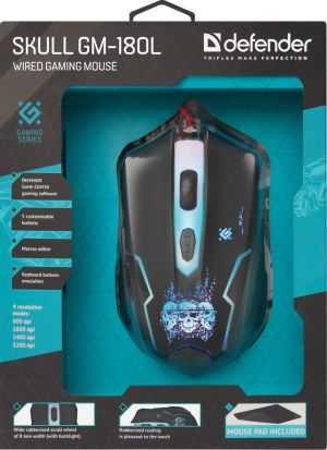 Mysz Defender Skull GM-180L + Podkładka  (52180) 15