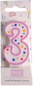 Party Deco Świeczka cyfra 3 różowa  PME 2