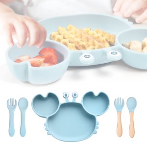iWant ZESTAW NACZYŃ DLA DZIECI ZE ŚLINIAKIEM KRAB TAB-SET1-GREEN 2