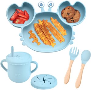 iWant ZESTAW NACZYŃ DLA DZIECI ZE ŚLINIAKIEM KRAB TAB-SET1-GREEN 3