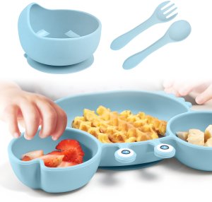 iWant ZESTAW NACZYŃ DLA DZIECI ZE ŚLINIAKIEM KRAB TAB-SET1-GREEN 4