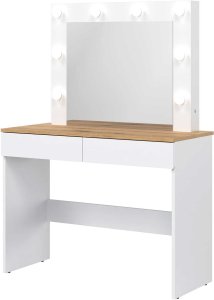 4HouseDesign Toaletka z lustrem LED Biurko dąb Biała REMI RM16 2