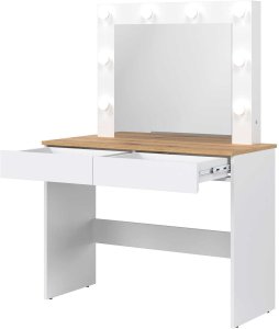 4HouseDesign Toaletka z lustrem LED Biurko dąb Biała REMI RM16 3