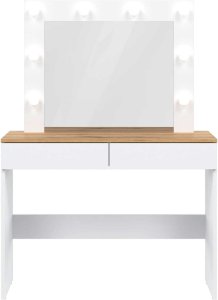 4HouseDesign Toaletka z lustrem LED Biurko dąb Biała REMI RM16 4