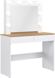 4HouseDesign Toaletka z lustrem LED Biurko dąb Biała REMI RM16 6