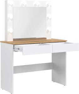4HouseDesign Toaletka z lustrem LED Biurko dąb Biała REMI RM16 7