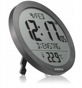 Muse KIENZLE DCF Radio-Control.Wall Clock w.Room Temp.Display anthr. 2