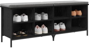 vidaXL vidaXL Szafka na buty z półką Czarny Dąb 131 x 35 x 50 cm 3