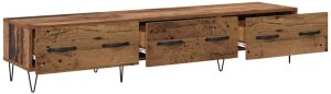 vidaXL vidaXL Szafka pod telewizor z szufladą Stare drewno 150 x 36 x 30 cm 5