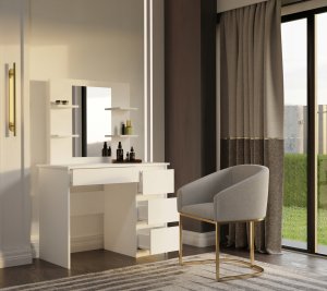 Topeshop MARINA 4P LUSTRO MIJAS PRAWE 4 Szuflady 4 Półki Biała Do Sypialni 2