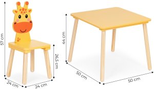Multistore Zestaw mebli dla dzieci stolik + 2 krzesła żyrafa ECOTOYS EDUKAMP 10