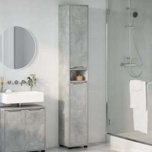 vidaXL vidaXL Szafka Łazienkowa z półką Betonowy szary 30,5 x 30 x 195 cm 4