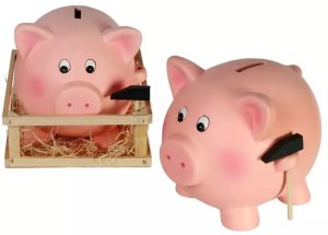 Barbo Toys Skarbonka Świnka Gigant XXL z Młotkiem w Eleganckiej Drewnianej Skrzynce 3