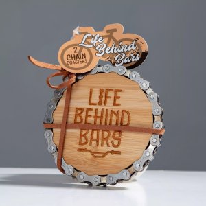 Excellent Houseware Rowerowe Podkładki Bambusowe z Łańcuchem - Zestaw 2 sztuk dla Rowerzysty 8