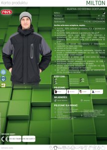 Kurtka męska Reis Kurtka ochronna ocieplana męska kaptur stójka zamek rzepy napy rękaw ściągacz rzepy wiele kieszeni tafta 210T MILTON 3XL 11