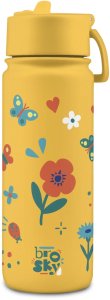 Brosky Brosky Kids Żółta butelka na wodę dla dzieci w kwiaty i owady 550 ml 2