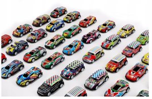 click4TOYS Resoraki Autka Wyścigowe Samochodziki Z Napędem Metalowe Auta 70Szt Kuferek 15