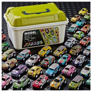 click4TOYS Resoraki Autka Wyścigowe Samochodziki Z Napędem Metalowe Auta 70Szt Kuferek 2