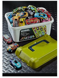 click4TOYS Resoraki Autka Wyścigowe Samochodziki Z Napędem Metalowe Auta 70Szt Kuferek 4