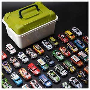 click4TOYS Resoraki Autka Wyścigowe Samochodziki Z Napędem Metalowe Auta 70Szt Kuferek 6