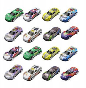 click4TOYS Resoraki Autka Wyścigowe Samochodziki Z Napędem Metalowe Auta 70Szt Kuferek 8