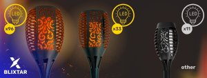 Blixstar BLIXTAR Ogrodowa Lampa Solarna 33 LED, Wbijana Pochodnia Płomień Latarnia 5