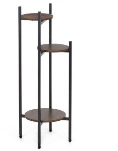 Springos Kwietnik metalowy 81 cm stojak na kwiaty z 3 półkami loft nowoczesny czarno-brązowy Uniwersalny 4