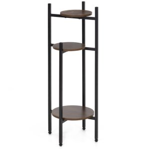 Springos Kwietnik metalowy 81 cm stojak na kwiaty z 3 półkami loft nowoczesny czarno-brązowy Uniwersalny 5