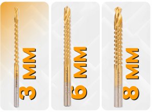 Wiertło Powermat Wiertła stopniowe frezujące 4-32MM do metalu HSS drewna plastiku 3-8MM 6 EL 2