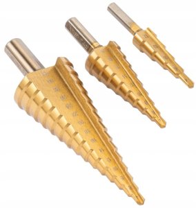 Wiertło Powermat Wiertła stopniowe frezujące 4-32MM do metalu HSS drewna plastiku 3-8MM 6 EL 7