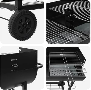 vidaXL vidaXL Grill węglowy Z regulacją Czarny 96,5 x 42,5 x 88,5 cm 7