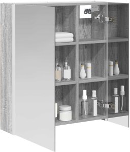 vidaXL vidaXL Szafka z lustrem do łazienki Szary Sonoma 63,5 x 15,5 x 70 cm 3