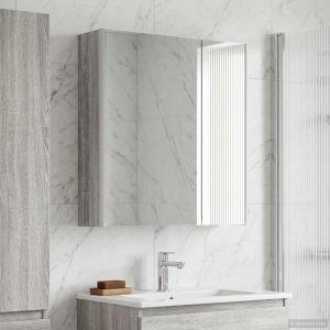vidaXL vidaXL Szafka z lustrem do łazienki Szary Sonoma 63,5 x 15,5 x 70 cm 4