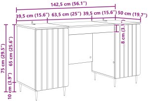 Biurko vidaXL Dąb Artisan 142.5 cm x 50 cm 8