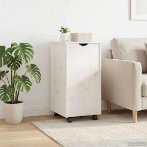 vidaXL vidaXL Rolkowa szafka Biały 34 x 39 x 65,5 cm Lite drewno sosnowe 3